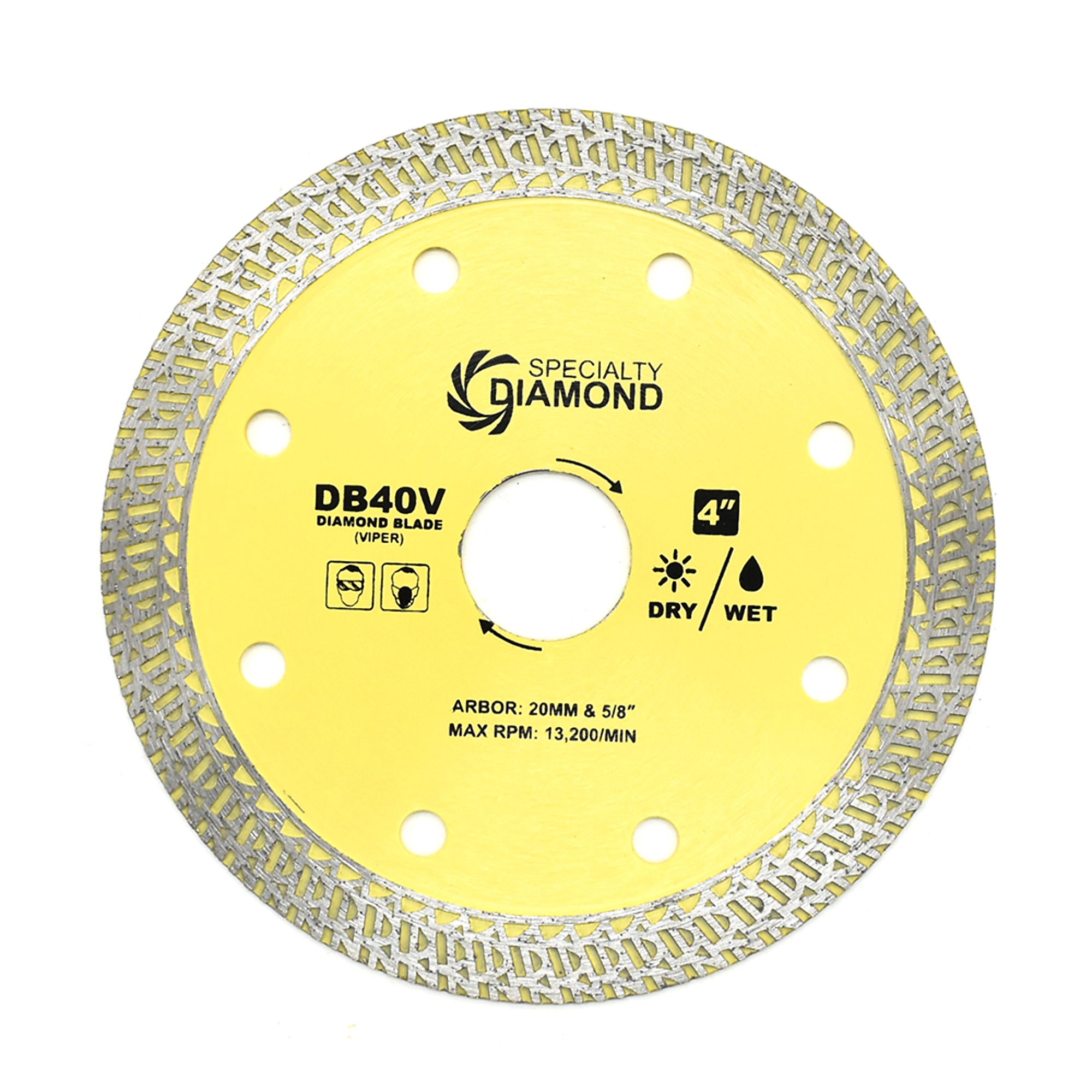 Specialty Diamond DB40V 4 Inch High Performance Dry or Wet Cutting Viper Diamond Blade for Porcelain and Granite